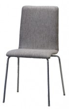 Carlos Chair. Fully Upholstered Shell. Chrome 4 Legs. Any Fabric Colour
